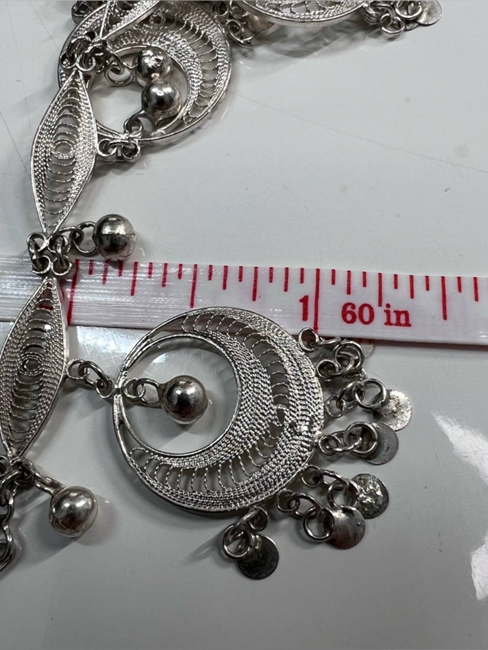 Sterling Silver Filigree Dangle Necklace - Picture 4 of 5